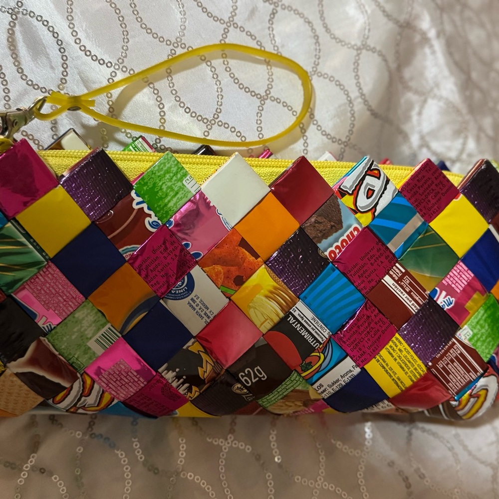 Ecoist environment friendly Colorful candy wrapper Woven Clutch Bag (rare find)